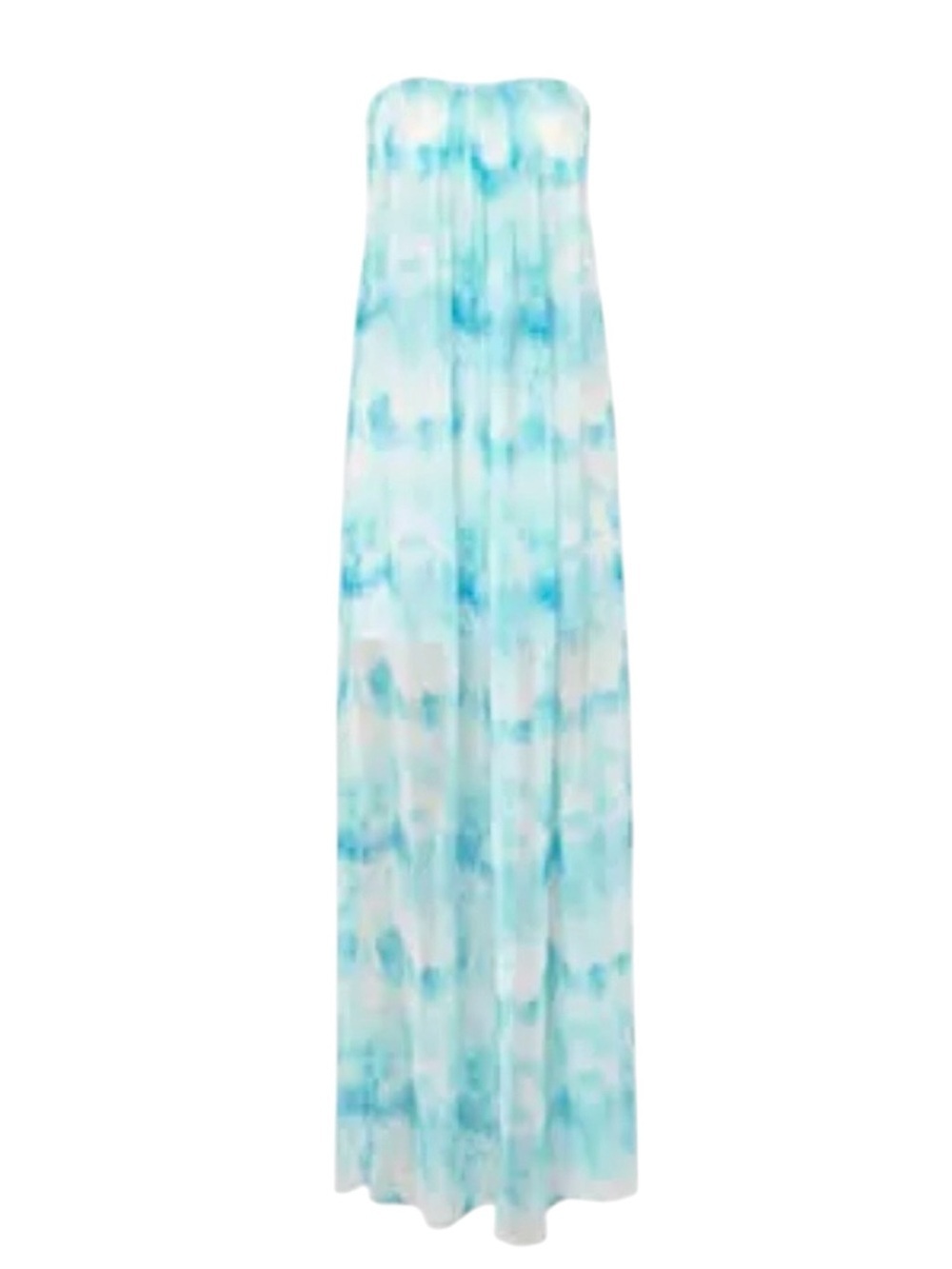 Alice + Olivia Maisie Silk Chiffon Strapless Maxi Dress Watercolor Blue White 2